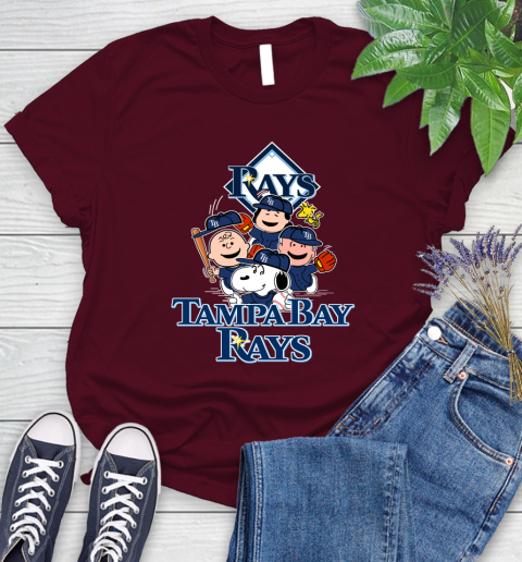 MLB Tampa Bay Rays Snoopy Charlie Brown Woodstock The Peanuts Movie Baseball T Shirt Women's T-Shirt 7