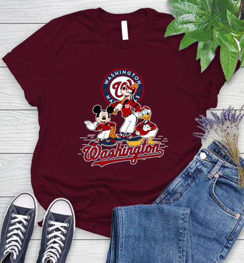 MLB Washington Nationals Mickey Mouse Donald Duck Goofy Baseball T Shirt Women's T-Shirt 7