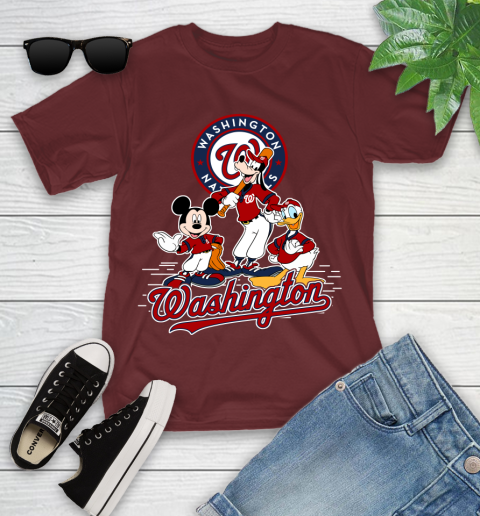 MLB Washington Nationals Mickey Mouse Donald Duck Goofy Baseball T Shirt Youth T-Shirt 14