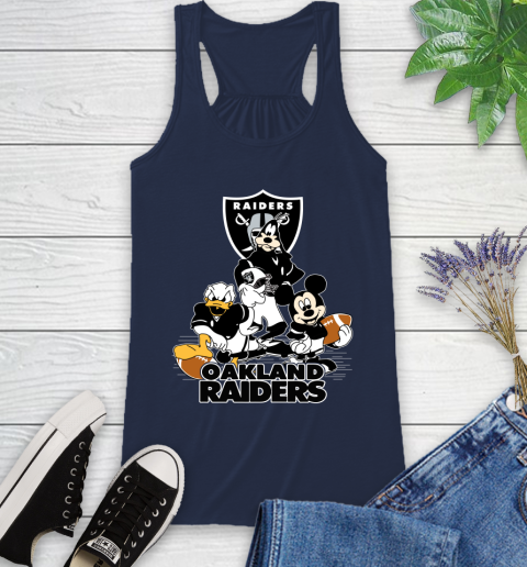 NFL Oakland Raiders Mickey Mouse Donald Duck Goofy Football Shirt Racerback Tank 9