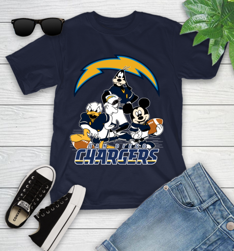 NFL San Diego Chargers Mickey Mouse Donald Duck Goofy Football Shirt Youth T-Shirt 2