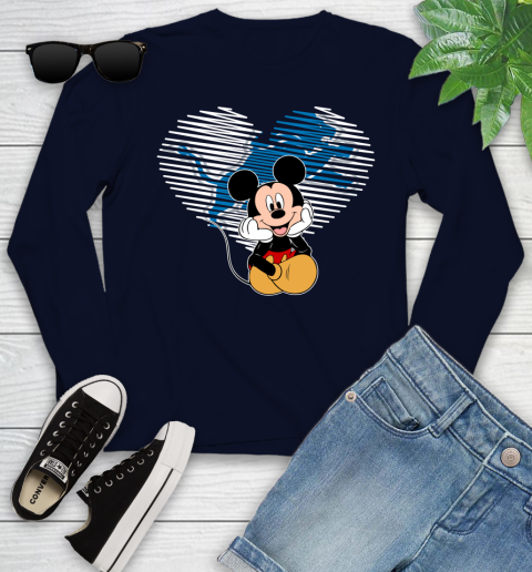 NFL Detroit Lions The Heart Mickey Mouse Disney Football T Shirt_000 Youth Long Sleeve 2
