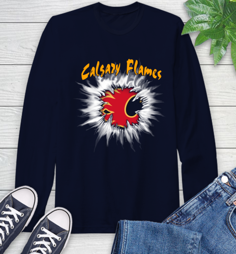 Calgary Flames NHL Hockey Adoring Fan Rip Sports Long Sleeve T-Shirt 3
