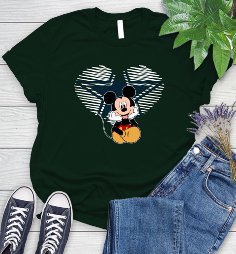 NFL Dallas Cowboys The Heart Mickey Mouse Disney Football T Shirt_000 Women's T-Shirt 6