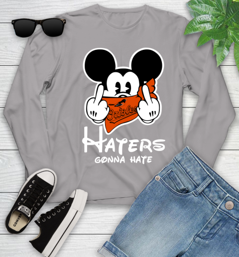 MLB Baltimore Orioles Haters Gonna Hate Mickey Mouse Disney Baseball T Shirt_000 Youth Long Sleeve 5