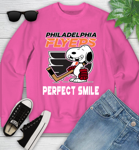 NHL Philadelphia Flyers Snoopy Perfect Smile The Peanuts Movie Hockey T Shirt Youth Sweatshirt 6