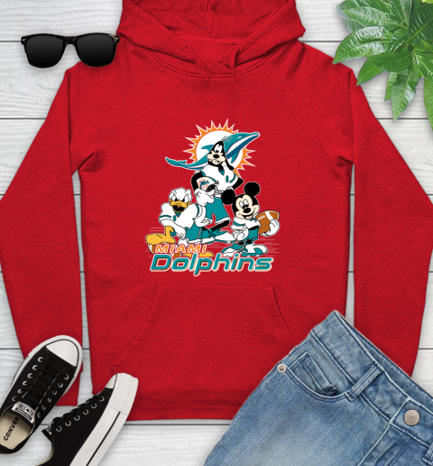 NFL Miami Dolphins Mickey Mouse Donald Duck Goofy Football Shirt Youth Hoodie 12