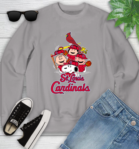 MLB St.Louis Cardinals Snoopy Charlie Brown Woodstock The Peanuts Movie Baseball T Shirt_000 Youth Sweatshirt 3