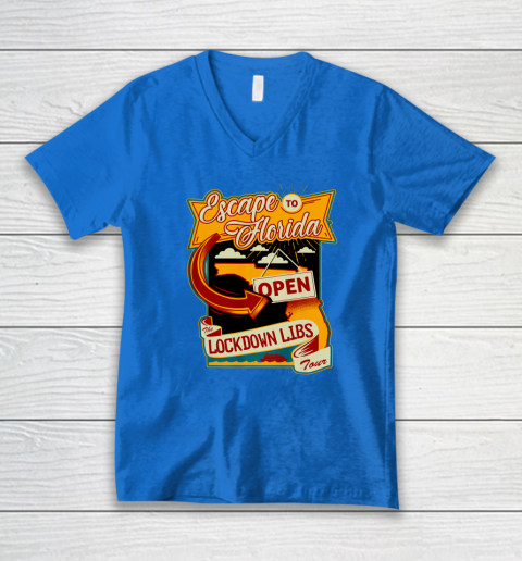 Escape To Florida Shirt Ron DeSantis (Print on front and back) V-Neck T-Shirt 16