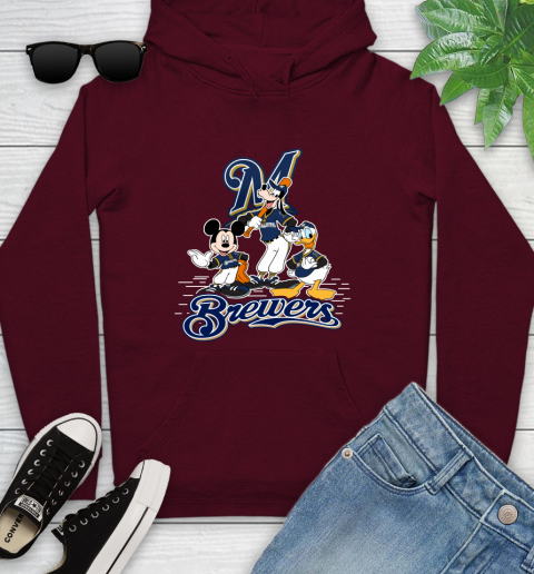 MLB Milwaukee Brewers Mickey Mouse Donald Duck Goofy Baseball T Shirt Youth Hoodie 7