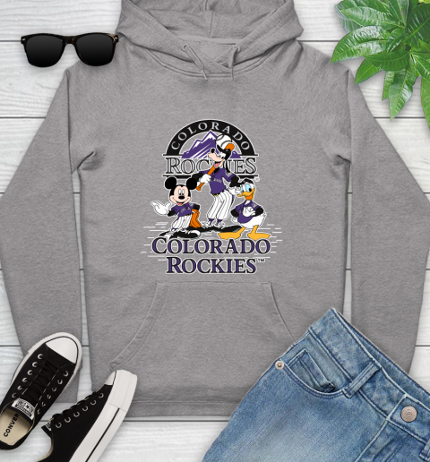 MLB Colorado Rockies Mickey Mouse Donald Duck Goofy Baseball T Shirt Youth Hoodie 6