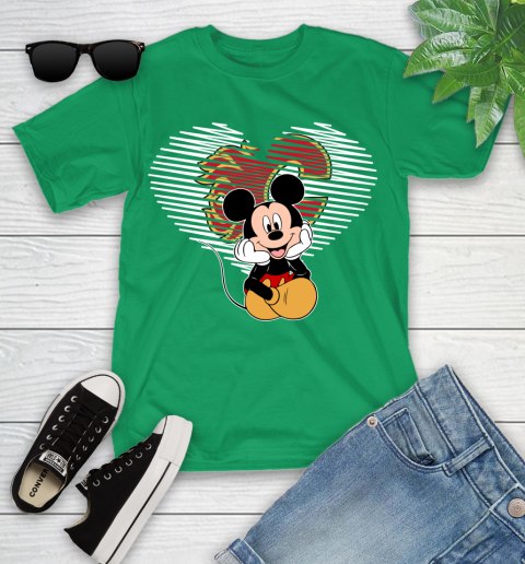 NHL Calgary Flames The Heart Mickey Mouse Disney Hockey Youth T-Shirt 8