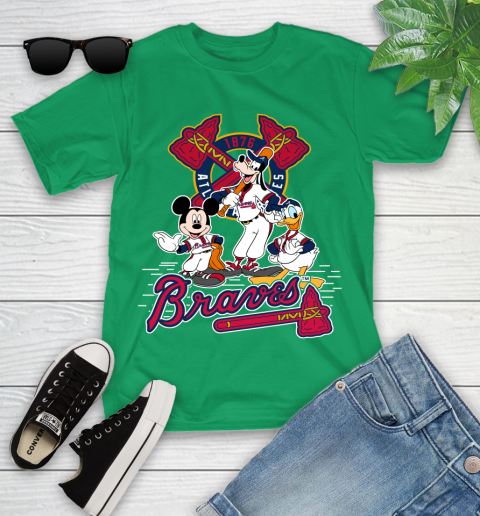 MLB Atlanta Braves Mickey Mouse Donald Duck Goofy Baseball T Shirt Youth T-Shirt 23