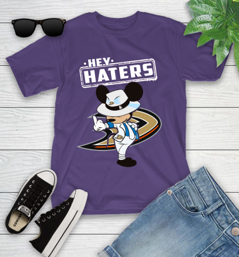 NHL Hey Haters Mickey Hockey Sports Anaheim Ducks Youth T-Shirt 3