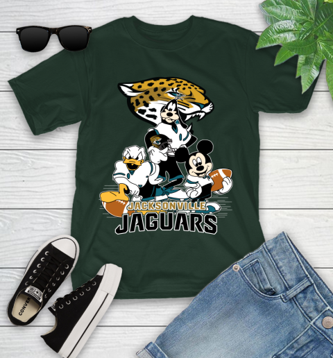 NFL Jacksonville Jaguars Mickey Mouse Donald Duck Goofy Football Shirt Youth T-Shirt 5
