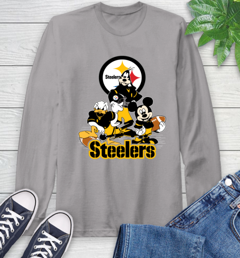 NFL Pittsburgh Steelers Mickey Mouse Donald Duck Goofy Football Shirt Long Sleeve T-Shirt 6