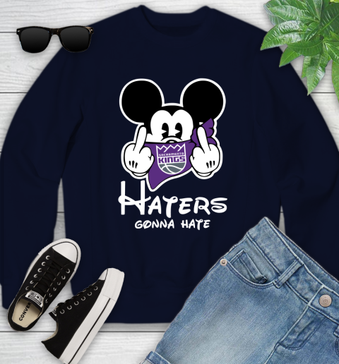 NBA Sacramento Kings Haters Gonna Hate Mickey Mouse Disney Basketball T Shirt Youth Sweatshirt 2