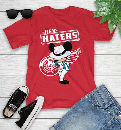NHL Hey Haters Mickey Hockey Sports Detroit Red Wings Youth T-Shirt 13