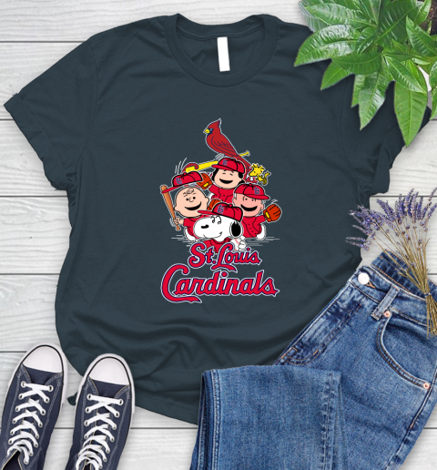 MLB St.Louis Cardinals Snoopy Charlie Brown Woodstock The Peanuts Movie Baseball T Shirt_000 Women's T-Shirt 11