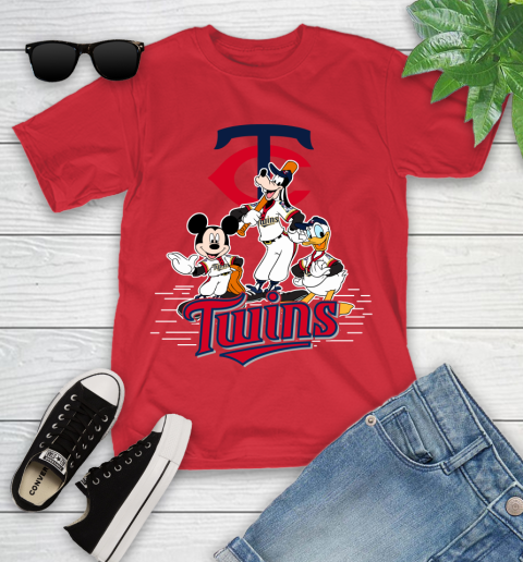 MLB Minnesota Twins Mickey Mouse Donald Duck Goofy Baseball T Shirt Youth T-Shirt 13
