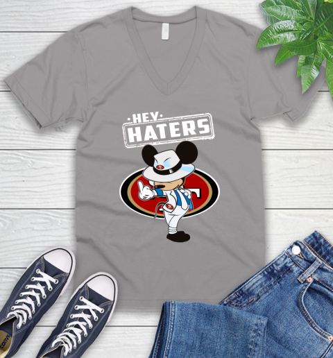 NFL Hey Haters Mickey Football Sports San Francisco 49ers V-Neck T-Shirt 3