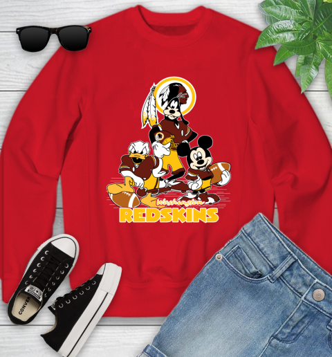 NFL Washington Redskins Mickey Mouse Donald Duck Goofy Football Shirt Youth Sweatshirt 8