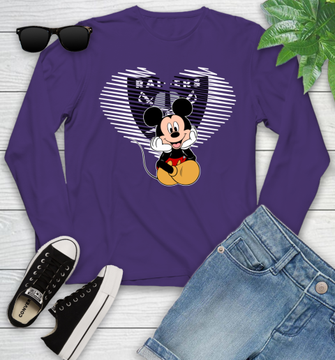 NFL Oakland Raiders The Heart Mickey Mouse Disney Football T Shirt_000 Youth Long Sleeve 4