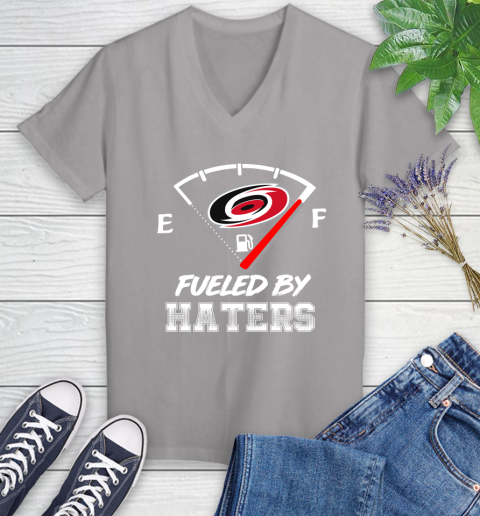 Carolina Hurricanes NHL Hockey Fueled By Haters Sports Women's V-Neck T-Shirt 4