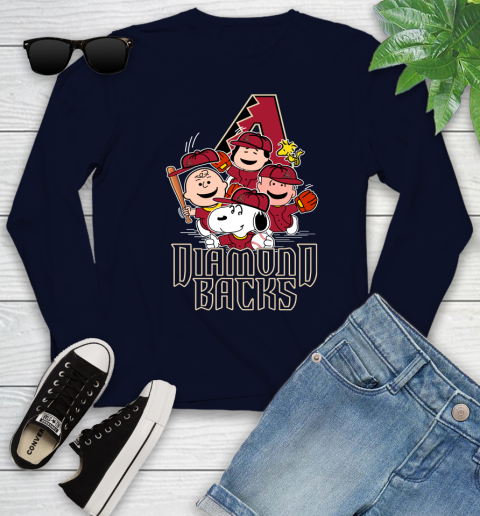 MLB Arizona Diamondbacks Snoopy Charlie Brown Woodstock The Peanuts Movie Baseball T Shirt_000 Youth Long Sleeve 2