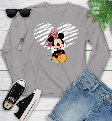 MLB Boston Red Sox The Heart Mickey Mouse Disney Baseball T Shirt_000 Youth Long Sleeve 5