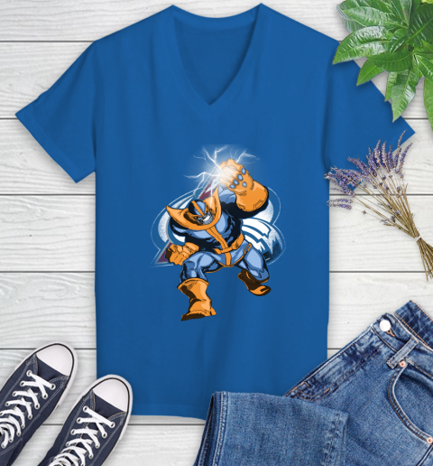Colorado Avalanche NHL Hockey Thanos Avengers Infinity War Marvel Women's V-Neck T-Shirt 10