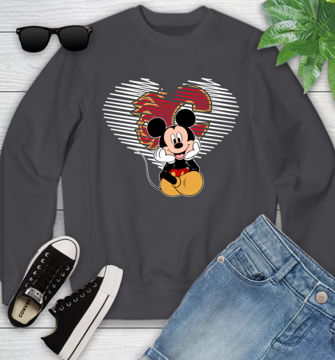 NHL Calgary Flames The Heart Mickey Mouse Disney Hockey Youth Sweatshirt 5