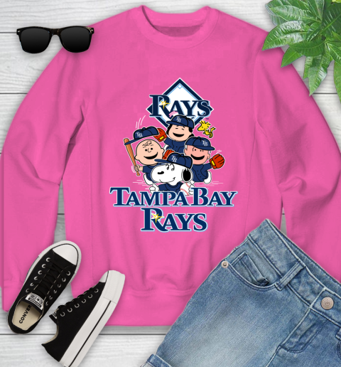 MLB Tampa Bay Rays Snoopy Charlie Brown Woodstock The Peanuts Movie Baseball T Shirt Youth Sweatshirt 6