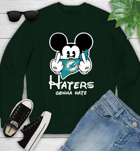 NFL Miami Dolphins Haters Gonna Hate Mickey Mouse Disney Football T Shirt Youth Sweatshirt 9