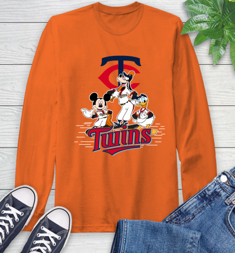 MLB Minnesota Twins Mickey Mouse Donald Duck Goofy Baseball T Shirt Long Sleeve T-Shirt 4