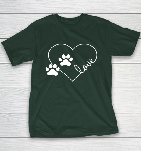 Cute Love Hearts Valentine Day Paw Print Dog Owner Dog Lover Youth T-Shirt 11