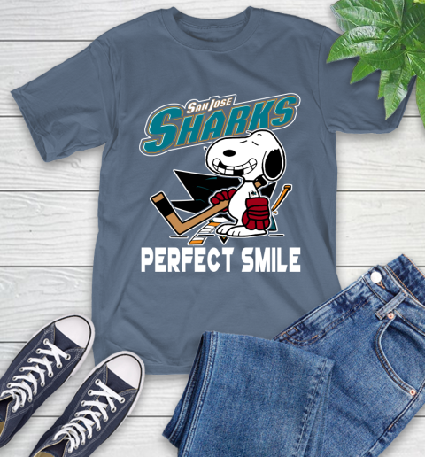 NHL San Jose Sharks Snoopy Perfect Smile The Peanuts Movie Hockey T Shirt T-Shirt 8