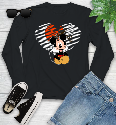 NFL Cleveland Browns The Heart Mickey Mouse Disney Football T Shirt_000 Youth Long Sleeve