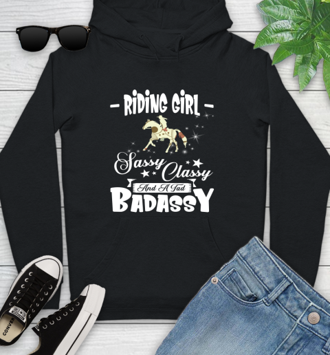 Riding Girl Sassy Classy And A Tad Badassy Youth Hoodie