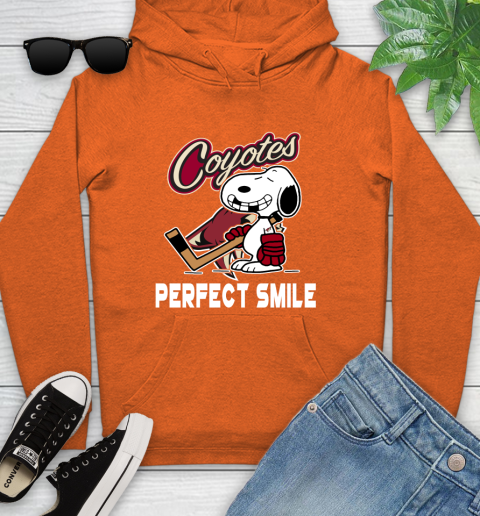 NHL Arizona Coyotes Snoopy Perfect Smile The Peanuts Movie Hockey T Shirt Youth Hoodie 4