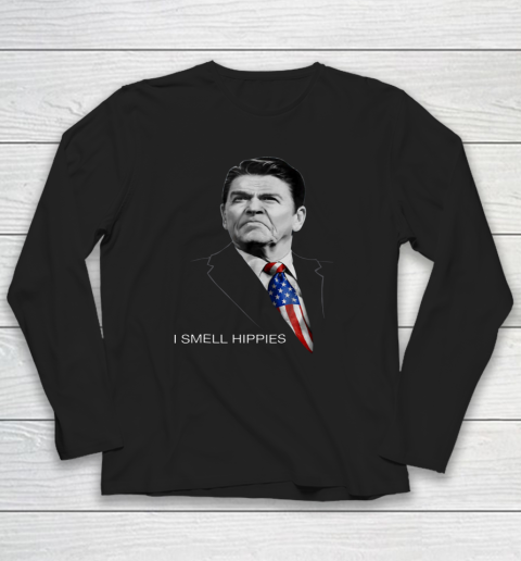 I Smell Hippies Ronald Reagan Conservative Long Sleeve T-Shirt