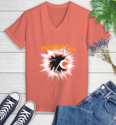 Philadelphia Flyers NHL Hockey Adoring Fan Rip Sports Women's V-Neck T-Shirt 6