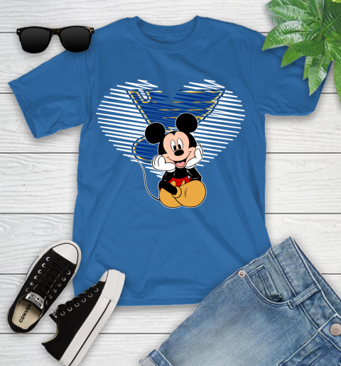 NHL St.Louis Blues The Heart Mickey Mouse Disney Hockey Youth T-Shirt 12