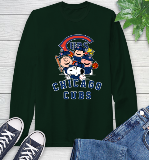 MLB Chicago Cubs Snoopy Charlie Brown Woodstock The Peanuts Movie Baseball T Shirt Long Sleeve T-Shirt 7
