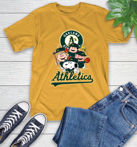 MLB Oakland Athletics Snoopy Charlie Brown Woodstock The Peanuts Movie Baseball T Shirt_000 T-Shirt 2