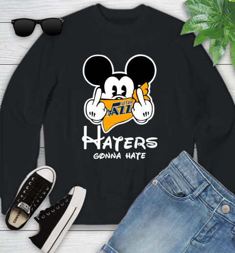 NBA Utah Jazz Haters Gonna Hate Mickey Mouse Disney Basketball T Shirt Youth Sweatshirt
