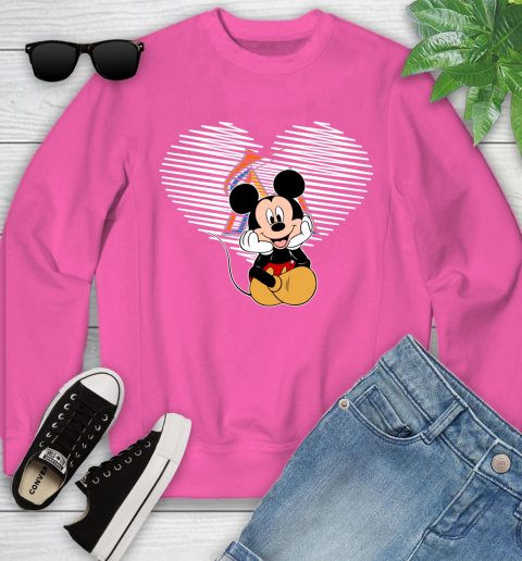 MLB Miami Marlins The Heart Mickey Mouse Disney Baseball T Shirt_000 Youth Sweatshirt 6
