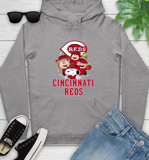 MLB Cincinnati Reds Snoopy Charlie Brown Woodstock The Peanuts Movie Baseball T Shirt_000 Youth Hoodie 6