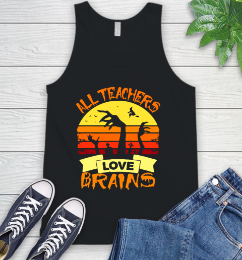 Halloween All Teachers Love Brains Sunset Tank Top