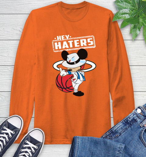 NBA Hey Haters Mickey Basketball Sports Miami Heat Long Sleeve T-Shirt 4